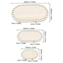 3pcs Oval Solid Crocheted Basket Bottoms, Wooden Basket Weaving Materials, Crochet Basket Bottoms, Suitable For Handcraft Weaving And Knitting