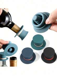 Wine Stopper, Magic Cap Silicone Wine Stopper, Soft Cork Wine Bottle Stopper To Keep Wine Fresh, Interesting & Reusable Silicone Bottle Stopper And Cap, Christmas Decorative Wine Sealer Preservation Accessory Set