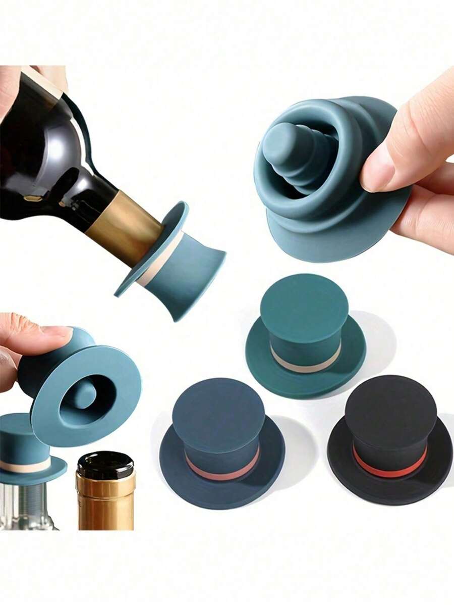 Wine Stopper, Magic Cap Silicone Wine Stopper, Soft Cork Wine Bottle Stopper To Keep Wine Fresh, Interesting & Reusable Silicone Bottle Stopper And Cap, Christmas Decorative Wine Sealer Preservation Accessory Set