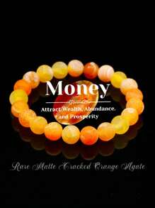 Pulseira de contas de ágata rachada estilo natural, 1 peça, para mulheres, uso diário, atrai riqueza e prosperidade, joia para presente em festivais e bênçãos
