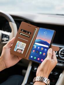 Brown Multifunctional Wallet Phone Case, PU Material Android Phone Case, Waterproof Shockproof Anti-Fall Anti-Scratch Full Coverage - Brown - View 8