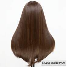 Brown 13x6 Synthetic Lace Front Wigs For Women 18 Inch Medium Long Wavy Curtain Bangs Glueless Kanekalon Hair Resistant Synthetic Hair Wigs Middle Part 150% Density Lace Wavy Wig Daily Wear Natural Hairline Glueless Wigs For Fashion Women Girls Party Vacation Show Makeup Use Wear