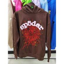 Men's And Women's Street Punk Oversized Hooded Sweatshirt Sets, Spider Web Rhinelstone Hooded Sweatshirts, Hip-Hop Fashion Letter Aesthetic Sweatshirts, Gender Neutral Sets, Couple Sets - màu nâu - Xem 4