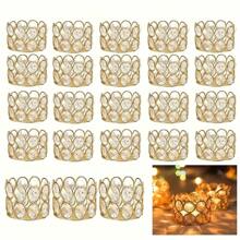 1/4/8/10/12/24 piezas Portavelas decorativos de cristal dorados/plateados de 1.6 pulgadas de altura, aptos para ceremonia de boda, centro de mesa para comedor, Navidad, regalos de Año Nuevo