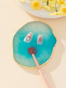 1 pieza Paleta de exhibición de colores de uñas personalizada de resina, Tablero de muestrario de colores de uñas de resina con apariencia de ágata redonda, Herramienta de mezcla de esmalte de uñas, Adecuado para mujeres y niñas