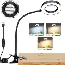 1 đèn phóng đại USB 10X dùng cho làm móng, sửa chữa, đọc sách và làm việc. Đèn bàn có thể điều chỉnh 3 màu, 10 mức độ mờ với tay xoay, màu đen/trắng - nhiều màu - Xem 12