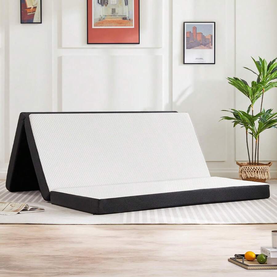Tri-Fold Memory Foam Mattress - Portable Floor Bed, Foldable Mat For Kids And Adults, Collapsible And Washable Cover For Travel & Camping & Yoga - White - View 1
