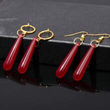 rongji jewelry Brincos Pingente de Resina com Lágrima Vermelha, Cosplay da Fukawa Touko