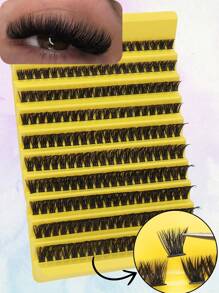 10 Rows 200 Clusters Eyelashes, 80D Mix Full Curled Eyelashes, Natural Appearance Single Length DIY False Eyelashes Extensions Fluffy Volumized Individual False Eyelashes, Faux Mink Lashes, Resuable For Different Makeup Beauty, For Party, Wedding, Travel Use﻿, 10-16MM Mix Length