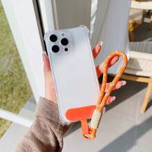 1pc Dopamine Color Block Short Wrist Strap Keychain Phone Lanyard With Silicone Anti-Lost Clip