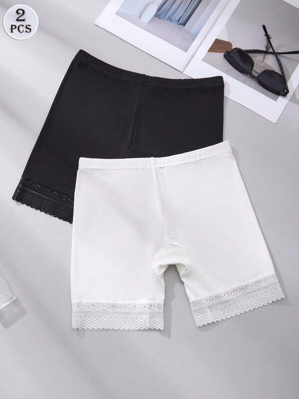 2Pcs Safety Pants Women's Anti-Walking Leggings And Safety Pants Wear Thin Lace Boxer Pants Women