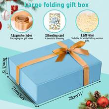Light Blue Gift Box, 11*8.25*3.15'' Gift Boxes For Presents With Lids Magnetic Closure Rectangle Collapsible For Groomsman Proposal Box, Wedding, Christmas, Halloween, Birthday Gift Packging