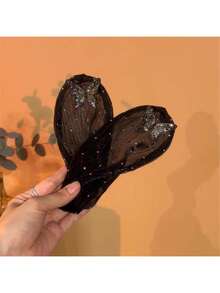 1 件 Slouchy Twist Clip 女士闪亮水钻装饰蝴蝶结网状眼卷发夹绑带机卷发球头蝴蝶结发夹头饰新品，适合派对日常穿着家居浴室装饰秋季装饰返校 - 彩色 - 查看 10