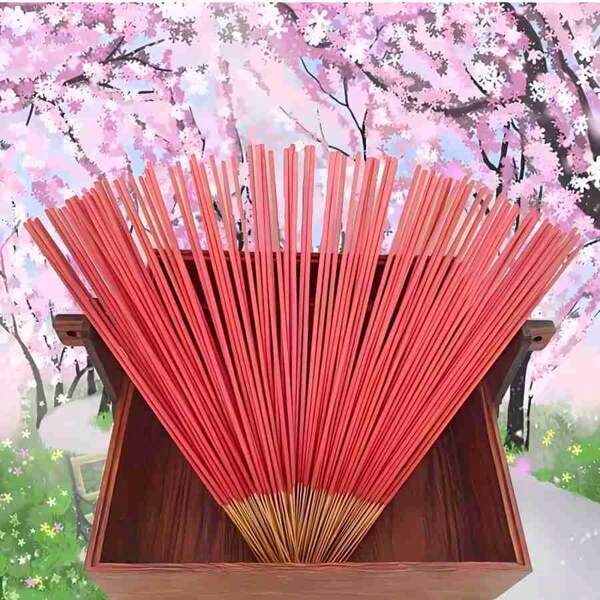 24/49/99/199pcs Cherry Blossom Incense Sticks, 45-60 Minutes Burn Time, Smooth Clean Burning, For Meditation, Home Fragrance, Space Purification, Chakra Cleansing, And Holiday Ritual, Meditation Accessories | Stackable | Natural Appearance