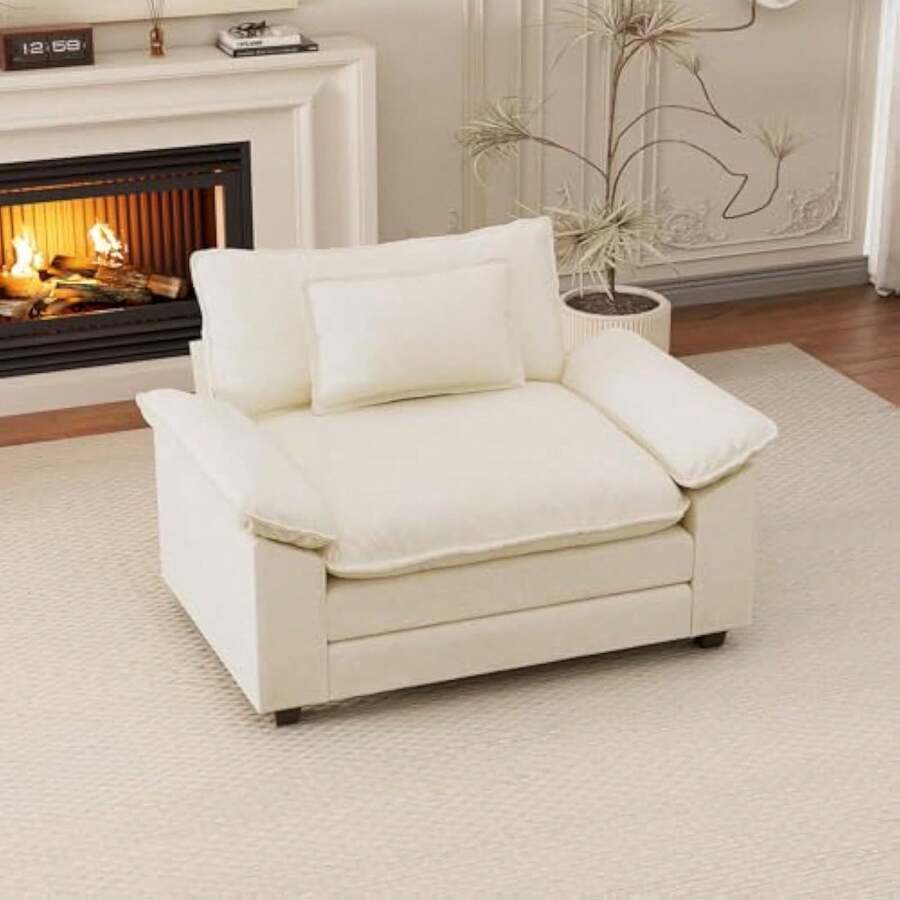 53 Comfy Cloud Sofa Couch With Throw Pillows, Upholstered Deep Seat Cozy Sofa Chair, Modern Single Seat Modular Sectional Sofa For Living Room - 1 - Xem 1