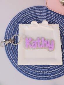 1PC Personalized Glitter Acrylic Keychain, Backpack Tag, 3D Name Tag, Custom Name Tag, Personalized Acrylic Name Tag, Diaper Bag Tag, Kids Name Keychain, Logo Charm - Steel Keychain + White Buckle - View 12