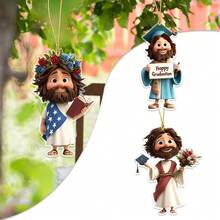 3 pièces 1 pièce Accessoires de voiture à suspendre en acrylique plat 2D, décorations ornements, petit pendentif, pour la saison de remise des diplômes, victoire à l'aube, cadeau de remise des diplômes