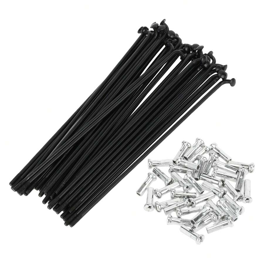 Bicycle Spokes Carbon Steel Bike Spoke With Nipples For Most Bicycle - 黑色 123mm 14G 36件碳鋼 - 查看 1