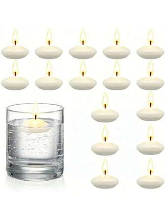 10pcs/20pcs Unscented Round Floating Candles, Ideal For Pool Parties, Weddings, Home Decoration, Bathtubs; Perfect For Romantic Candlelit Dinners,Room Decor,Gifts Birthday Graduation