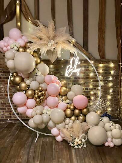 132pcs Beige Pink Balloons Garland Kit Baby Shower Latex Balloon Arch Kids Girl Birthday Party Decoration Wedding Christening Backdrop