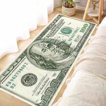 1pc Interesting Portrait & Dollar Bill Pattern Rug, Modern Creative Cartoon INS Style American Elements Rectangle Soft Area Carpet, Applicable For Outdoor, Entrance, Living Room, Bedroom, Laundry Room, Bathroom, Game Room, Washable All Season Bedside Mat, Home Decor