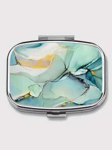 1 hộp đựng thuốc bằng kim loại họa tiết đá cẩm thạch có 2 ngăn - Hộp đựng thuốc thời trang, di động khi đi du lịch và sử dụng hàng ngày - Quà tặng lý tưởng cho phụ nữ, nam giới hoặc sự sáng tạo độc đáo, hộp đựng thuốc - Hộp đựng thuốc vuông - Xem 12