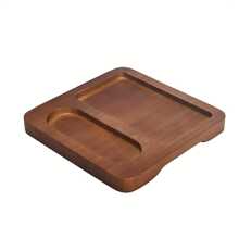 1pc Butter Dish Cheese Platter, Dessert Plate Bread Board (Platter Only), Natural Wood, Dark Brown Color
