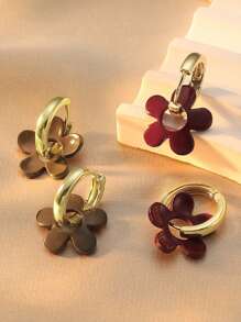 2 pièces Boucles d'oreilles pendantes vintage fleuries, multicolore en émail, convient pour le port quotidien des femmes