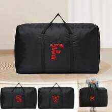 Bolsa grande impermeável para mudanças, bolsa de armazenamento grande de tecido Oxford, bolsa de compras reutilizável, organizador de armazenamento para suprimentos ao ar livre, estojo de armazenamento de barracas, ideal para viagens ao ar livre, padrão de 26 letras iniciais