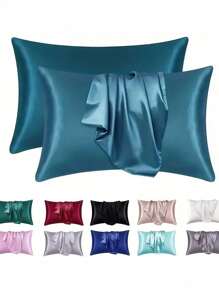 Luxurious Silky Soft Pillowcase - Breathable Skin-Friendly Cool Feel, Solid Color With Envelope Closure - Machine Washable Bedding Washed Silk Pillowcase Single Ice Silk Satin Silk Faux Silk Pillowcase Christmas Gift