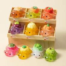 Nouvelle tortue végétale et fruitée fluorescente dans le noir - Mini tortues végétales et fruitées - Tortues assorties - Décoration de résine 3D multicolore en forme d'anneau de natation - Accessoires DIY - Ornement de résine de voiture pour micro-paysage - Charm de sangle de téléphone en gel à la crème de dessin animé - Décoration de résine de mini-pince à cheveux - Ornement d'intérieur domestique - Décoration de collection - Cadeau - Multicolore - Voir 2