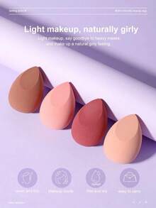 Set de 4 esponjas de maquillaje con forma de gota de agua de tamaño grande, esponjas de espuma suave con forma de gota de agua, convenientes para la corrección de imperfecciones del maquillaje, reutilizables, adecuadas para correctores, bases líquidas, viajes, regalos navideños, trabajo y equipaje de mano, ideales para entusiastas del maquillaje, regalo navideño asequible o herramienta de maquillaje - Multicolor - Ver 2