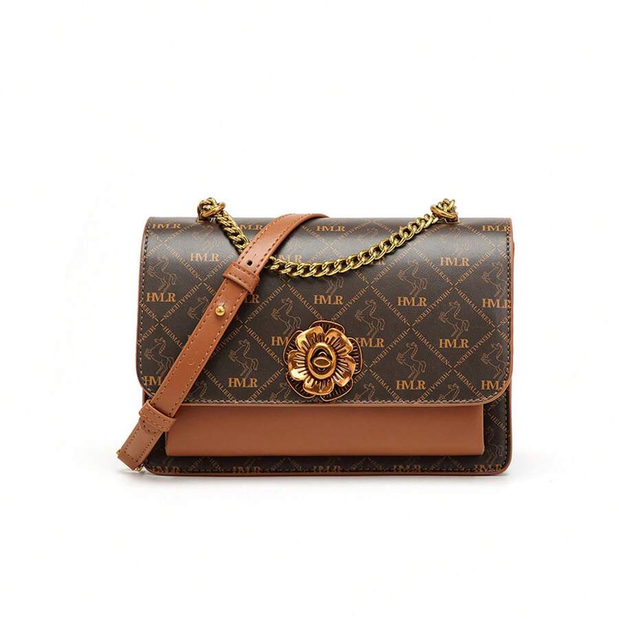 Women's Bag 2025 New Retro Camellia Underarm Chain All-Match Shoulder Messenger Business Trip - Coffee/Brown - View 1