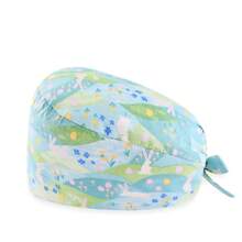 1 pieza Gorro de enfermera con estampado digital de flores, animales y corazones sobre fondo rosado, de mezcla de algodón. Adecuado para médicos, enfermeras, salones de belleza, hospitales veterinarios y profesionales de limpieza. Anti-bacterial y anti-polvo
