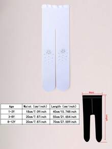 3pcs Girls' White Mesh Tights, Elastic Breathable Leggings, With Star & Moon Pattern, Icy Crystal Rhinestone, Suitable For Spring & Summer - Multicolor - View 2