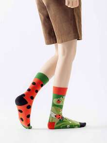 1 Pair Women And Men Cartoon Funny Red Ladybug With Black Spots Pattern Ankle Sock, No Show Socks Comfortable For Daily , Sports And Party In Spring , Summer And Autumn - Multicolor - View 6