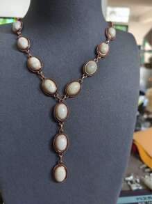 1 pezzo Collana da donna stile retrò western, con ciondolo a forma di Y e intarsi in turchese, adatta per spiaggia, vacanza, festa, collana per la clavicola