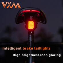 VXM Smart Brake Sensing Tail Light For Road & Mountain Bikes, High Brightness Non-Dazzling Safety Warning Light Riding Accessory