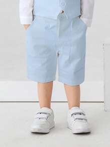 BOARNSEORL Light Blue Shorts For Young Boys, Casual Versatile Design Suitable For Daily Outings, Holidays, Travel, School, Summer