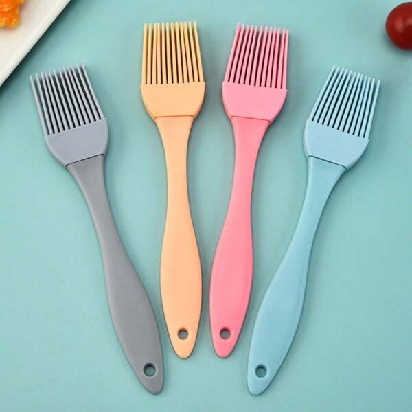 1pc Home Outdoor BBQ Grill Oil Brush, Silicone Material, Heat-Resistant, Easy To Clean And Take