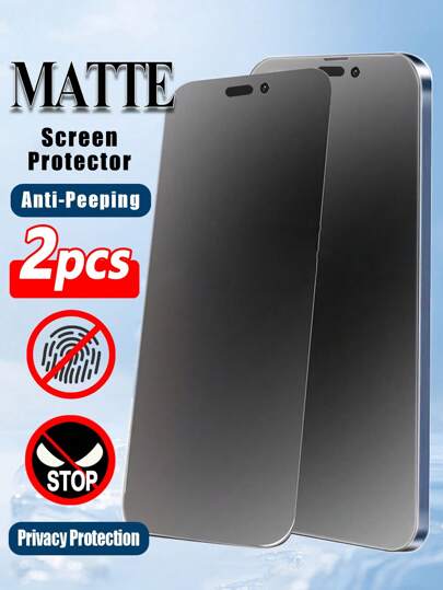 ZYONS 2pcs/Set Matte Privacy Screen Protector For Iphone, Frosted Anti-Spy, Frosted Anti-Peeping, Protecting Privacy, Full Coverage, Anti-Fingerprints, Anti-Fall, Anti-Scratch, Privacy Protection, Delicate Touch, Compatible With IPhone 17 Pro Max Air 17 16 Pro Max 16 Pro 16 Plus 16E 16 15 Pro Max 14 Pro Max 13 Mini 12 11 XS MAX XR 8+ 7 Plus Series, Phone Case Friendly