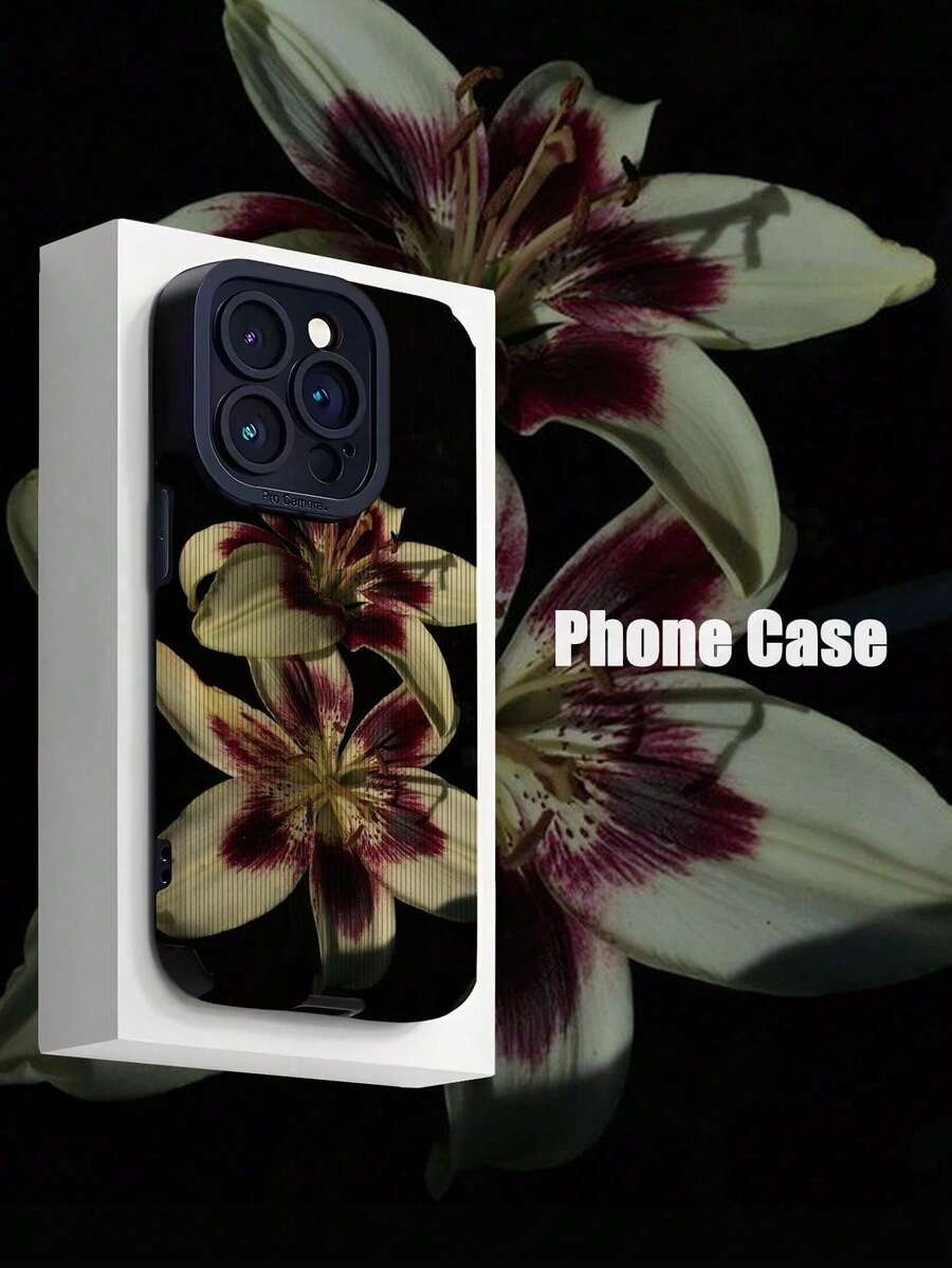 Funda para teléfono 1 unidad. Diseño vintage de lirio. Textura de piel sintética. Funda protectora suave. Compatible con phone 15/15 Plus/15 Pro/15 Pro Max. 1 unidad - Multicolor 4 - Ver 1