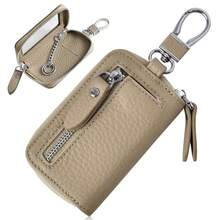 Genuine Leather Smart Key Bag For Men, Women's Key Bag With Coin Purse, Men's Car Key Bag, Set Key Holder, Cowhide, With Transparent Window, Smart Key Compatible, With Zipper, Men's Single Key Bag, For Commuting, Stylish, Genuine Leather, Smart Key Compatible, Car Key Bag, With Coin Purse, With Carabiner, Leather, Men's, Women's, Key Cover, Cute, Key Ring, Key Chain - Nhiều màu - Xem 9