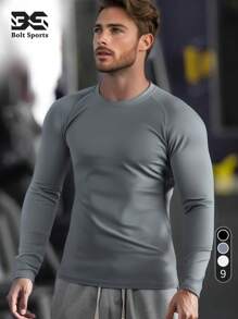 1pc Men's Compression Long Sleeve Fitness Top, Skin-Tight Base Layer For Core Workout