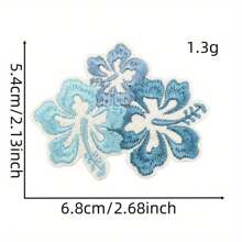 10pcs Blue Floral Embroidered Patches, Iron-On/Sew-On Appliques For Clothing, Backpacks, Hats & Shoes - Fashionable Knit Decor Accessories