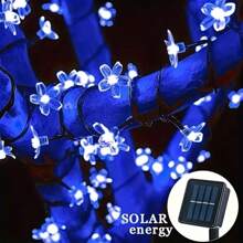 1 peça 20/50/100 Luzes de Corda Solares em Forma de Flor - Cordões de Luz Externa para Decoração de Jardim, Pátio, Cerca, Árvore de Natal com Ambiente de Luz de Fada - À Prova d'Água, Eficiente em Energia e Fácil de Instalar para Casamento, Festa, Casa, Gramado