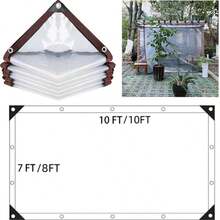 [Waterproof Tarp] 1pc PE Waterproof Tarp | Durable | Transparent Breathable Polyethylene | Waterproof | Outdoor Garden, Camping, Patio Fence, Chicken Coop, Plant Protection, Car Cover - transparent - 查看 8