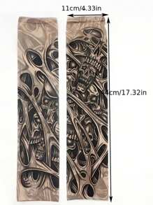 2 Stücke Set modische Totenkopf temporäre Arm Tattoo Ärmel, hochwertige Sonnenschutz für Radfahren und Autofahren