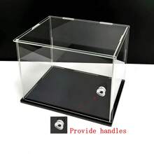 Acrylic Display Case With Openable Door Design, Black Bottom Transparent Box Simple Assembly Type, Suitable For Building Blocks, Collections, Cosmetics Desktop Organization, Dust-Proof And Water-Resistant, Enhances Visibility Home Decor Back To School Room Decor School Supplies