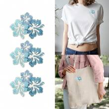 10pcs Blue Floral Embroidered Patches, Iron-On/Sew-On Appliques For Clothing, Backpacks, Hats & Shoes - Fashionable Knit Decor Accessories